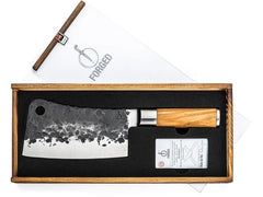 Forged | Olive Asiatisches Hackmesser 18cm | Japanstahl 440C, 58 HRC