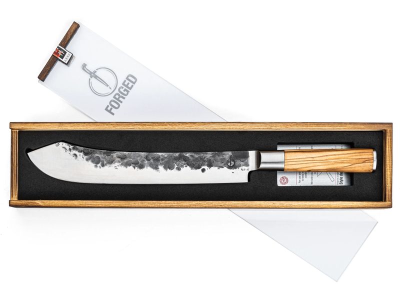 Forged | Olive Metzgermesser 25cm | Japanstahl 440C, 58 HRC