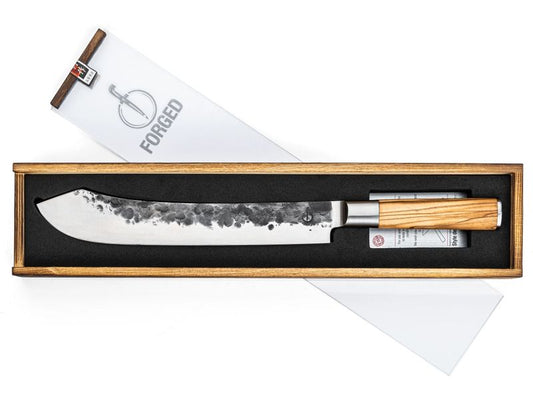 Forged | Olive Metzgermesser 25cm | Japanstahl 440C, 58 HRC
