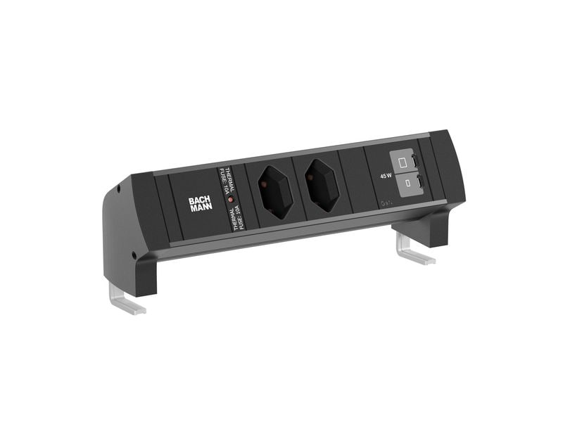 Bachmann | DESK STYLE Steckdosenleiste | 2xCH T13 1xUSB C/C 45W 2,0m T12, sz