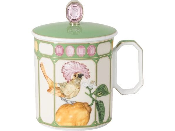 Rosenthal | Swarovski x Rosenthal IDYLLIA Flycatcher | Green - Becher mit Henkel und Deckel