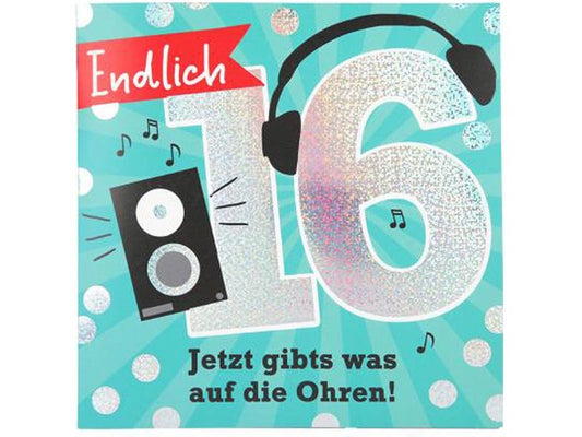 Depesche | Zahlenkarten mit Musik | Geburtstag, 16 Jahre