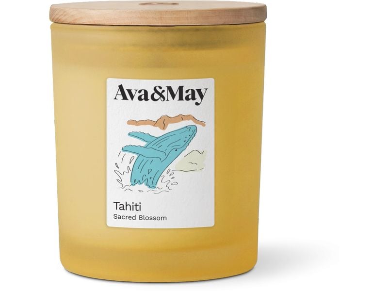 AVA & MAY | Duftkerze Tahiti, 220 gr | Brenndauer 56h, 100% pflanzlicher Wachs