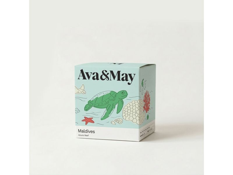 AVA & MAY | Duftkerze Malediven, 410 gr | Brenndauer 62h, 100% pflanzlicher Wachs