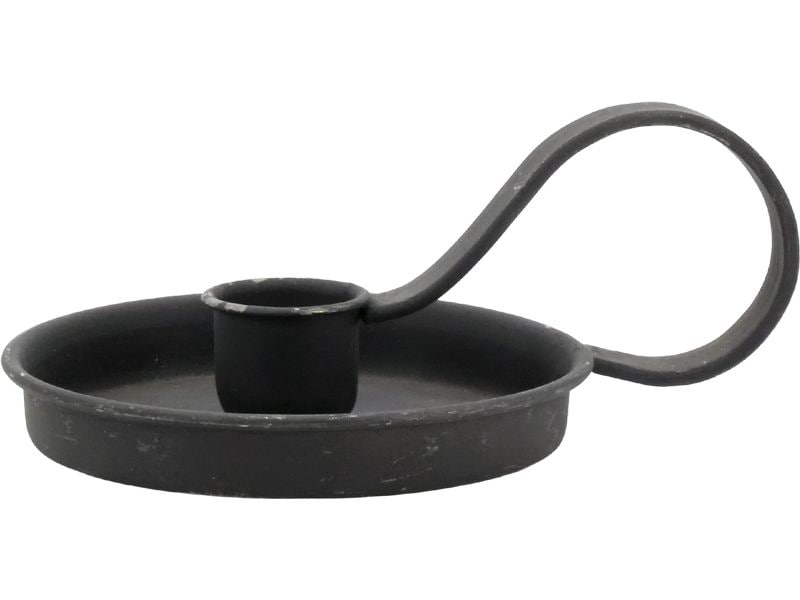Chic Antique | Kerzenständer antique schwarz | H: 6 cm, D: 10.5 cm, Eisen