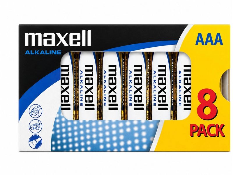 Maxell | Batterie Alkaline AAA, 1.5V, 8Stk | 8 Stück, Vollkartonverpackung, vergl. LR03