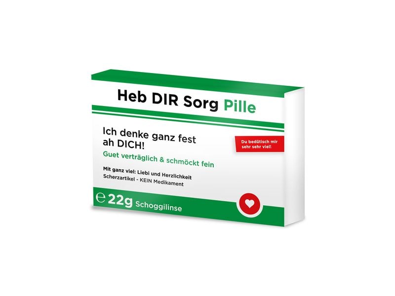 Trend Import | TrendImp Scherztablette Heb dir Sorg Pille | 22g, 12x2x8cm, aus Schokolade