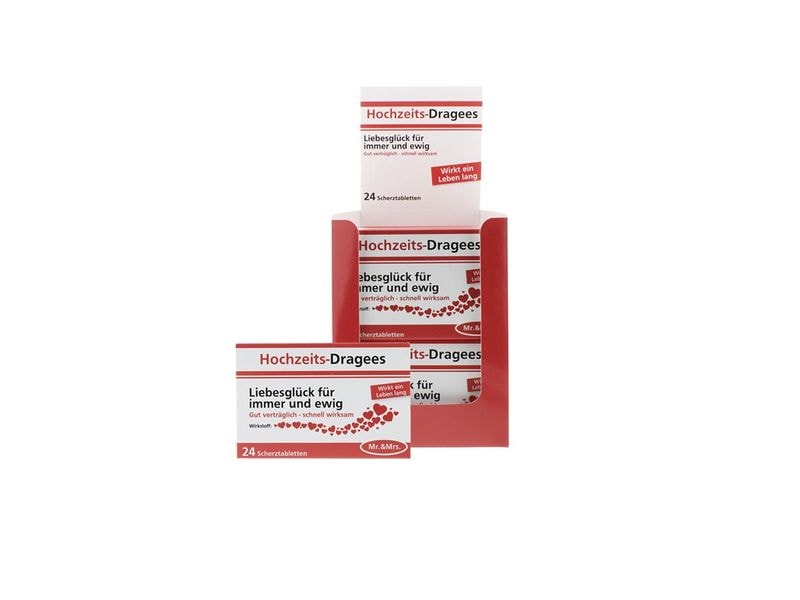 Trend Import | TrendImp Scherztablette Hochzeits-Dragees | 22g, 12x2x8cm, aus Schokolade