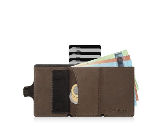 Puristo | KLIK MAGNET Slim Wallet | mit Münzfach Vintage