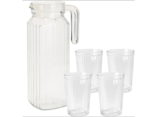 Nize | WL Krug 1.1 L mit 4 Bechern 0.2 L | 1100 ml white pp lid + 4x 200 ml glasses