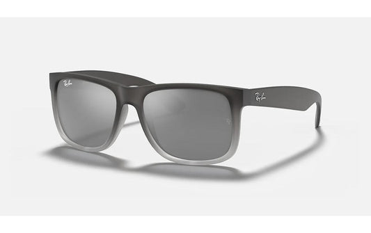Ray-Ban | JUSTIN, RUBBER GREY ON CLEAR GREY | Sonnenbrille, Lens GREY MIRROR SILVER
