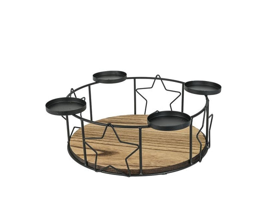 CHALET | Adventskranz Metallstern | 32x32x14cm schwarz