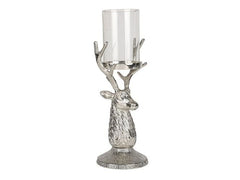 CHALET | Kerzenhalter Hirsch Vörim | 17x15x41cm silber