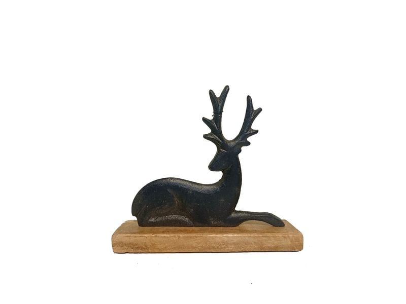 CHALET | Deko Rentier Rene 22cm | 20x5x22cm schwarz/natur