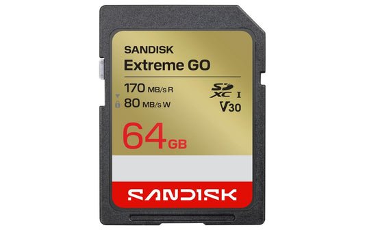SanDisk | SDXC Card Extreme GO 64GB | Lesen 170MB/s, Schreiben 80MB/s