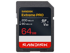 SanDisk | SDXC Card Extreme PRO 64GB | Lesen 200MB/s, Schreiben 90MB/s
