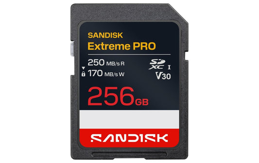 SanDisk | SDXC Card Extreme PRO 256GB | Lesen 250MB/s, Schreiben 170MB/s