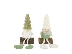 CHALET | Wichtel Flavian auf Balken 2er Set | 7.5x5x14cm mix