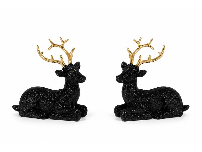 CHALET | Poly-Hirsch liegend 2 Modelle | 10x5xh10cm schwarz-gold