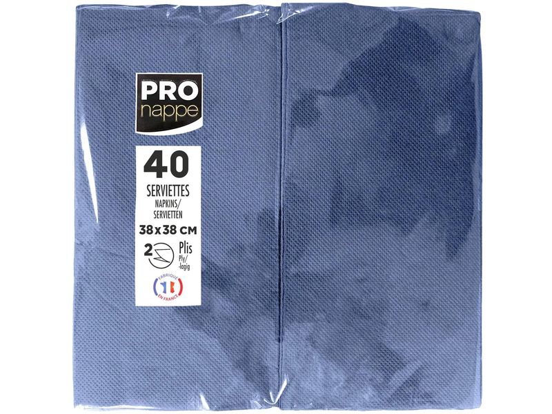 PRO nappe | Servietten 38x38 cm, 40 Stück | Blau, 2-lagig, Papier
