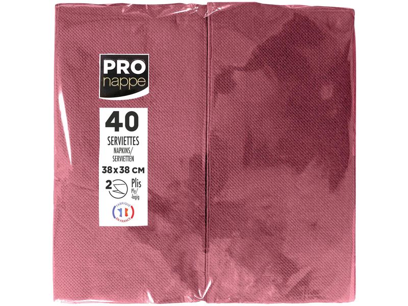 PRO nappe | Servietten 38x38 cm, 40 Stück | Bordeaux, 2-lagig, Papier