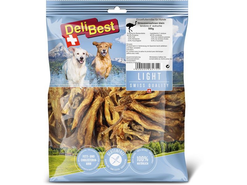 DeliBest | Light Straussen Sehnen klein | 500g