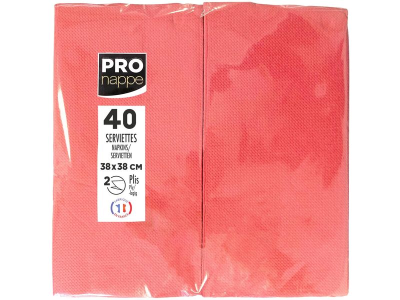 PRO nappe | Servietten 38x38 cm, 40 Stück | Rot, 2-lagig, Papier