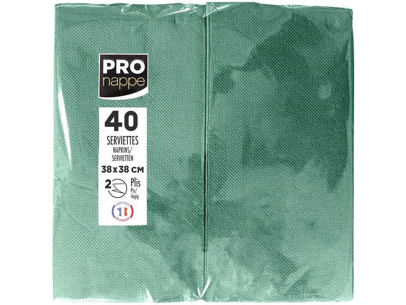 PRO nappe | Servietten 38x38 cm, 40 Stück | Tannengrün, 2-lagig, Papier