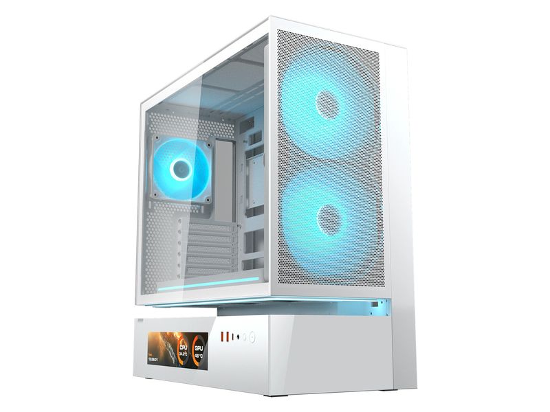 Cougar | Case CFV235 Vision ARGB | Midi-Tower, Mesh, LCD, Weiss
