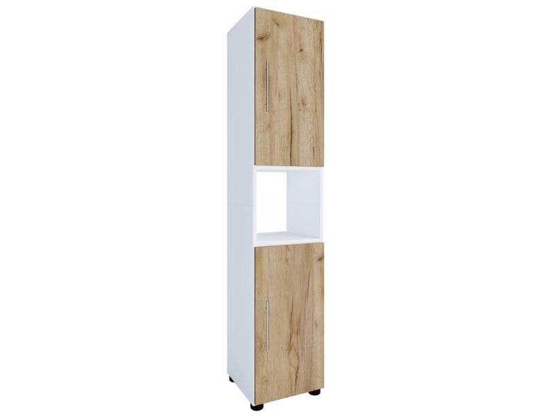 VCM | Hochschrank Flandu | Weiss / Honig-Eiche