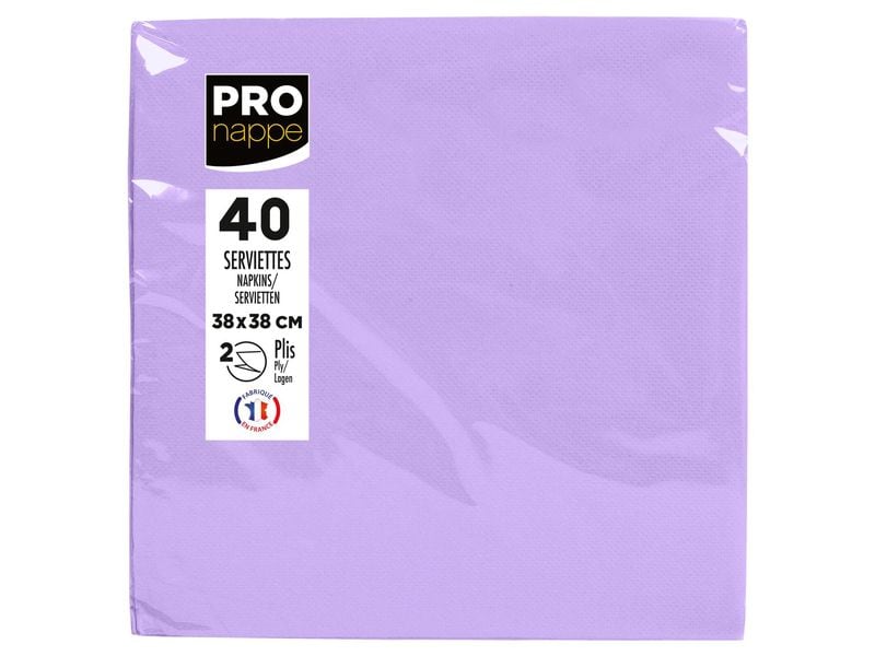 PRO nappe | Servietten 38x38 cm, 40 Stück | Lila, 2-lagig, Papier