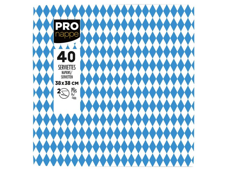 PRO nappe | Servietten 38x38 cm, 40 Stück | Bayern, 2-lagig, Papier