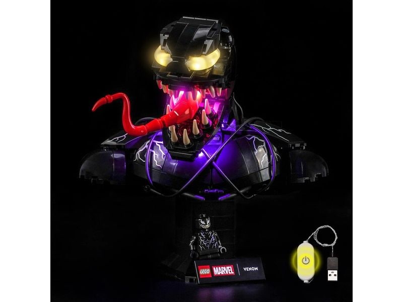 BrickBling | Beleuchtungs-Set LEGO 76356 Venom-Büste | mit Lichtsteuerung