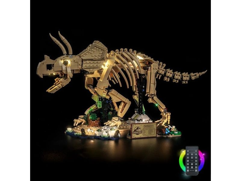 BrickBling | Beleuchtungs-Set LEGO 77985 Dinosaurier | Fossilien Triceratop, mit Fernbedienung