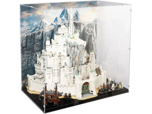 iDisplayit | Acryl-Display LEGO 11377 Herr der Ringe | Hintergrundbild & schw. Holzbodenoptik