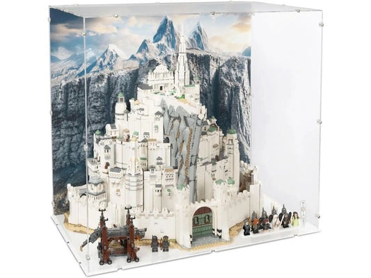 iDisplayit | Acryl-Display LEGO 11377 Herr der Ringe | Mit Hintergrundbild & weissem Boden