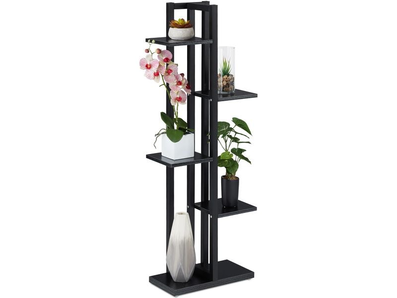 relaxdays | Pflanzenregal mit 5 Ablagen | H x B x T: ca. 117 x 43 x 22 cm/Schw.