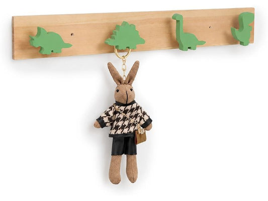 relaxdays | Kindergarderobe 4 Haken Dino | H x B x T: ca. 7 x 50 x 4 cm