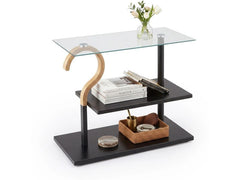 relaxdays | Couchtisch mit Glasplatte | Masse H x B x T: ca. 50 x 60 x 30 cm