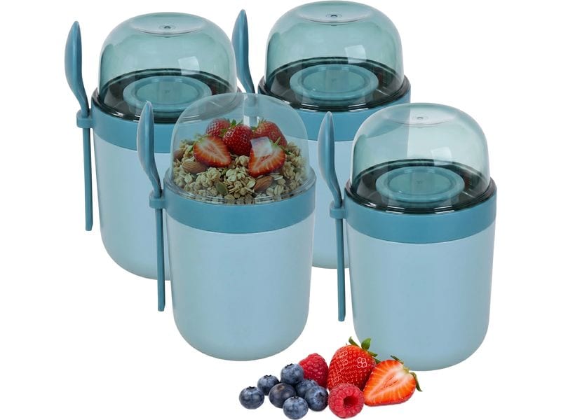 relaxdays | Müslibecher to go | 4er Set, Blau