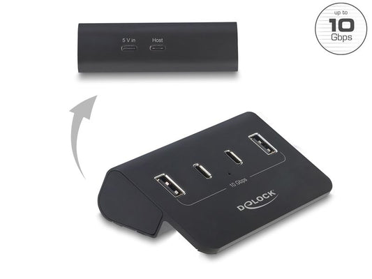 Delock | Hub | 10 Gbps, Metall, 2x USB-C, 2x USB-A