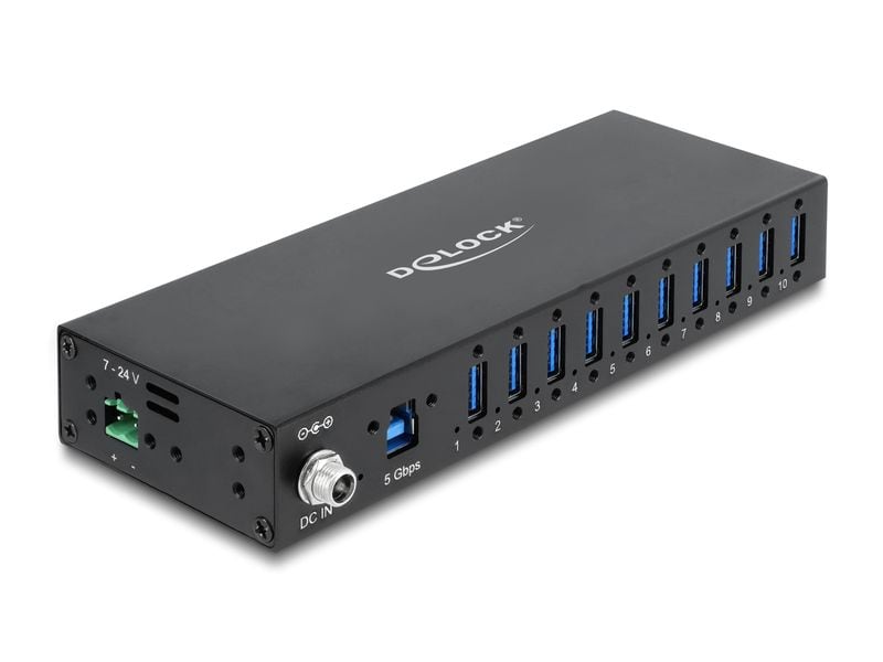 Delock | Industrie Hub | 10 x USB 5 Gbps Typ-A, 8 kV ESD Schutz
