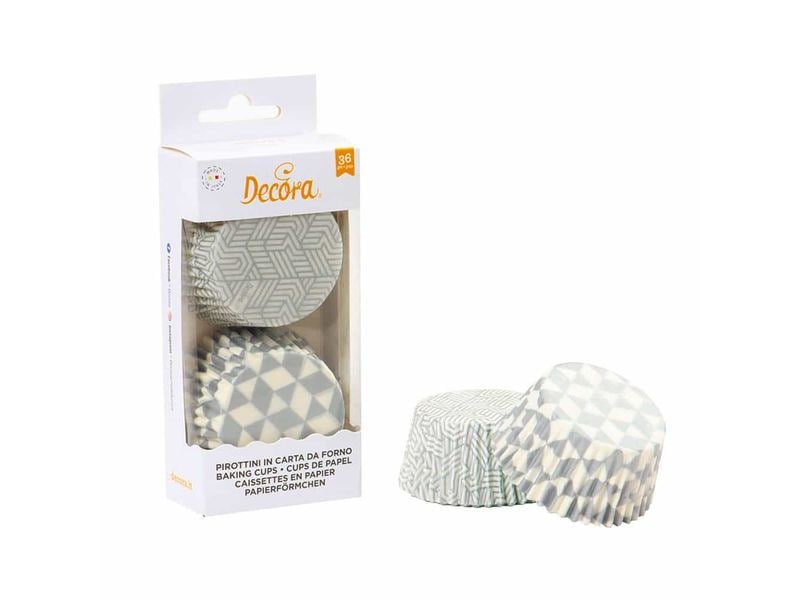 Decora | Backförmchen Geometrische silber | 36 Stück