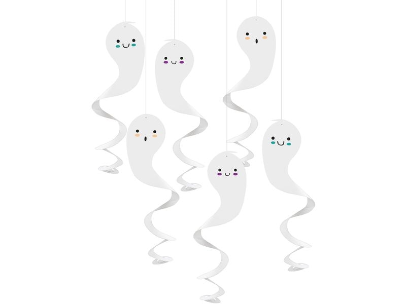 Folat | Hängedeko Geister | 55 x 13.5 cm, 6 Stück, Papier, weiss