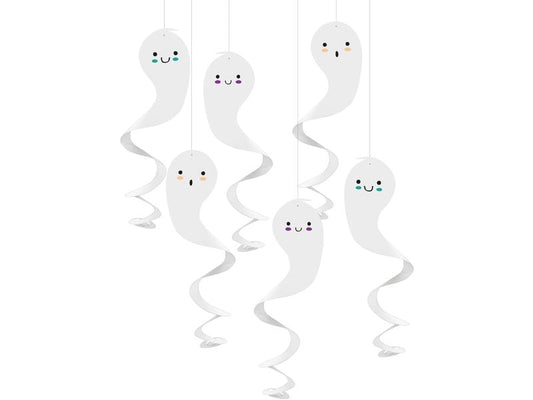 Folat | Hängedeko Geister | 55 x 13.5 cm, 6 Stück, Papier, weiss