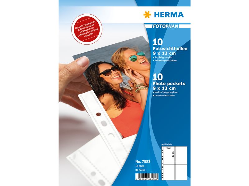 HERMA | Fotosichthüllen | 9x13 cm hoch weiss