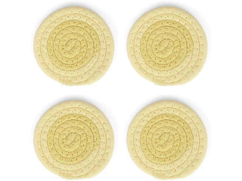 ONA | Untersetzer Piff | Set mit 4 Stück, 10 cm, Sunny Yellow
