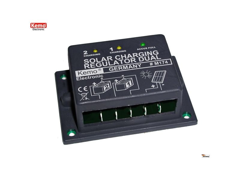 Kemo | Electronic Solar Laderegler | Dual, 16 A, für 12 V Panele