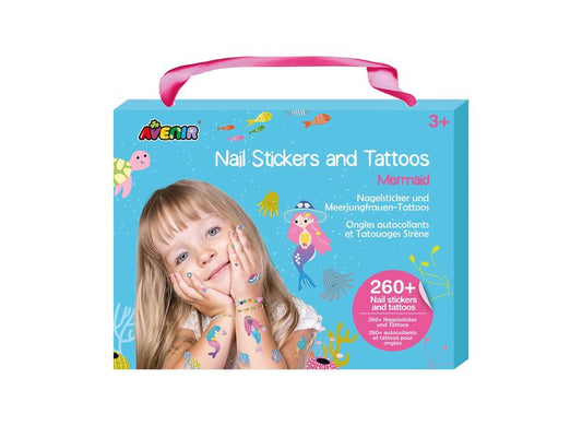 AVENIR | Nail Stickers & Tattoos Meerjungfrau | Set mit über 260 Stück