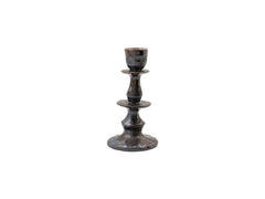 House Doctor | Kerzenständer Lucca | Steingut, 17.5x9 cm (HxD),Schwarz-Braun